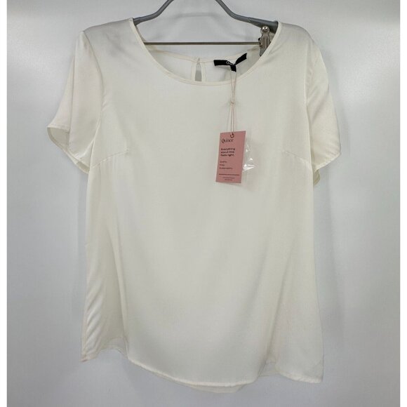 Quince Tops - Quince Ivory-White Short Sleeve Silk Tee size XL